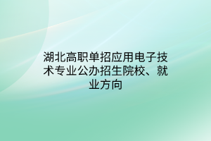 湖北高職單招應(yīng)用電子技術(shù)專業(yè)公辦招生院校、就業(yè)方向