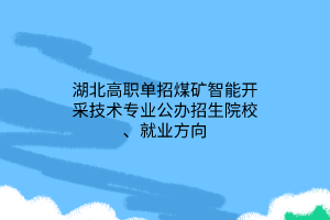 湖北高職單招煤礦智能開采技術(shù)專業(yè)公辦招生院校、就業(yè)方向