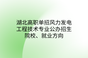 湖北高職單招風(fēng)力發(fā)電工程技術(shù)專業(yè)公辦招生院校、就業(yè)方向