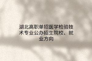 湖北高職單招醫(yī)學(xué)檢驗(yàn)技術(shù)專業(yè)公辦招生院校、就業(yè)方向