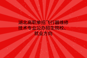 湖北高職單招飛行器維修技術專業(yè)公辦招生院校、就業(yè)方向