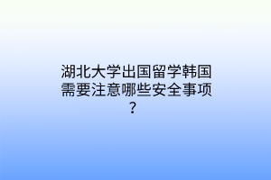 湖北大學出國留學韓國需要注意哪些安全事項？