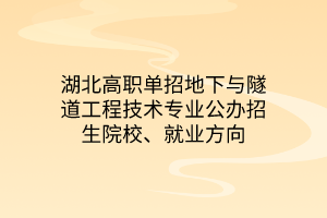 湖北高職單招地下與隧道工程技術(shù)專業(yè)公辦招生院校、就業(yè)方向