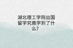 湖北理工學院出國留學究竟學到了什么？