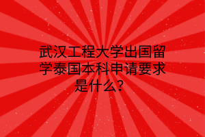 武漢工程大學出國留學泰國本科申請要求是什么？