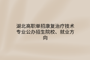 湖北高職單招康復(fù)治療技術(shù)專業(yè)公辦招生院校、就業(yè)方向