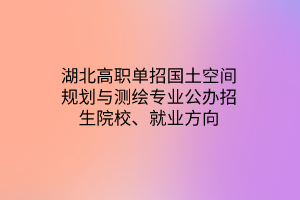 湖北高職單招國土空間規(guī)劃與測繪專業(yè)公辦招生院校、就業(yè)方向