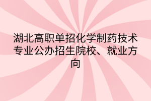 湖北高職單招化學(xué)制藥技術(shù)專業(yè)公辦招生院校、就業(yè)方向