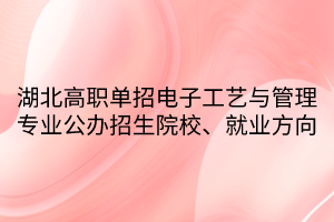 湖北高職單招電子工藝與管理專業(yè)公辦招生院校、就業(yè)方向
