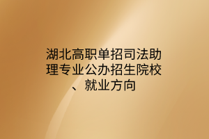 湖北高職單招司法助理專(zhuān)業(yè)公辦招生院校、就業(yè)方向