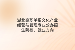 湖北高職單招文化產(chǎn)業(yè)經(jīng)營(yíng)與管理專業(yè)公辦招生院校、就業(yè)方向