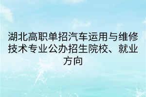 湖北高職單招汽車運用與維修技術(shù)專業(yè)公辦招生院校、就業(yè)方向