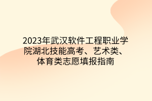 2023年武漢軟件工程職業(yè)學(xué)院湖北技能高考、藝術(shù)類、體育類志愿填報(bào)指南