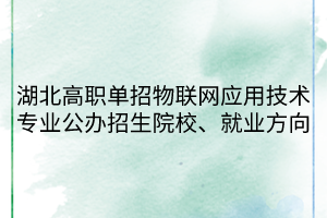 湖北高職單招物聯(lián)網(wǎng)應(yīng)用技術(shù)專業(yè)公辦招生院校、就業(yè)方向