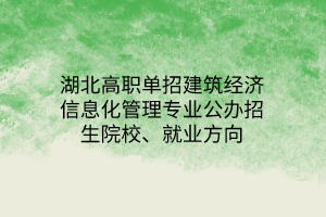 湖北高職單招建筑經(jīng)濟(jì)信息化管理專業(yè)公辦招生院校、就業(yè)方向