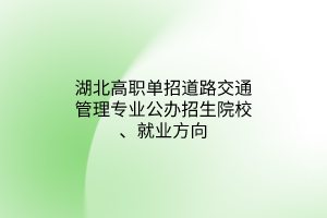 湖北高職單招道路交通管理專業(yè)公辦招生院校、就業(yè)方向