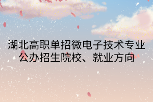 湖北高職單招微電子技術(shù)專業(yè)公辦招生院校、就業(yè)方向