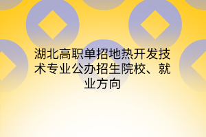 湖北高職單招地?zé)衢_發(fā)技術(shù)專業(yè)公辦招生院校、就業(yè)方向