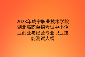 2023年咸寧職業(yè)技術(shù)學(xué)院湖北高職單招考試中小企業(yè)創(chuàng)業(yè)與經(jīng)營(yíng)專業(yè)職業(yè)技能測(cè)試大綱