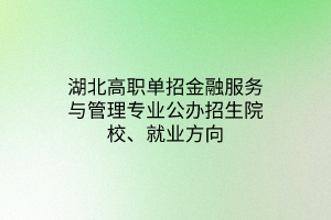 湖北高職單招金融服務(wù)與管理專業(yè)公辦招生院校、就業(yè)方向