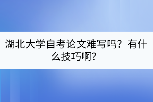 湖北大學自考論文難寫嗎？有什么技巧??？