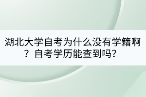 湖北大學(xué)自考為什么沒有學(xué)籍啊？自考學(xué)歷能查到嗎？