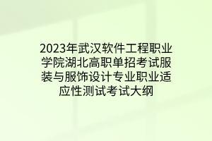 2023年武漢軟件工程職業(yè)學院湖北高職單招考試服裝與服飾設計專業(yè)職業(yè)適應性測試考試大綱