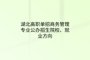 湖北高職單招商務(wù)管理專業(yè)公辦招生院校、就業(yè)方向