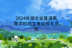 2024年湖北省普通高等學校招生考試報名須知