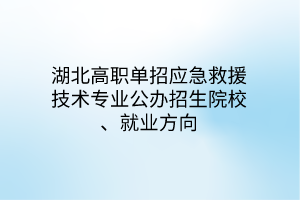 湖北高職單招應(yīng)急救援技術(shù)專業(yè)公辦招生院校、就業(yè)方向