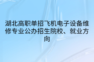 湖北高職單招飛機(jī)電子設(shè)備維修專業(yè)公辦招生院校、就業(yè)方向