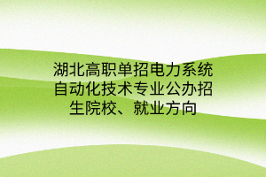 湖北高職單招電力系統(tǒng)自動化技術專業(yè)公辦招生院校、就業(yè)方向