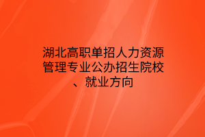 湖北高職單招人力資源管理專業(yè)公辦招生院校、就業(yè)方向