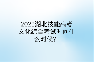 2023湖北技能高考文化綜合考試時間什么時候？