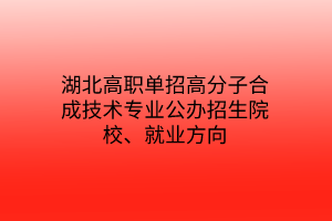 湖北高職單招高分子合成技術專業(yè)公辦招生院校、就業(yè)方向