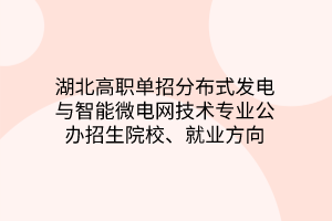 湖北高職單招分布式發(fā)電與智能微電網(wǎng)技術(shù)專業(yè)公辦招生院校、就業(yè)方向