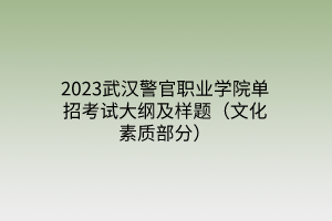 2023武漢警官職業(yè)學(xué)院單招考試大綱及樣題（文化素質(zhì)部分）