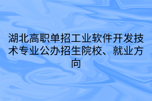 湖北高職單招工業(yè)軟件開發(fā)技術專業(yè)公辦招生院校、就業(yè)方向