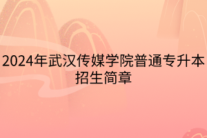 2024年武漢傳媒學(xué)院普通專升本招生簡章(1)