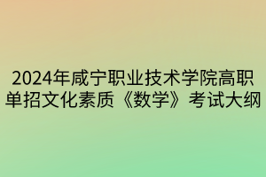 2024年咸寧職業(yè)技術學院高職單招文化素質(zhì)《數(shù)學》考試大綱