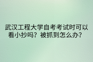 武漢工程大學(xué)自考考試時可以看小抄嗎？被抓到怎么辦？