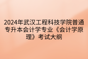 2024年武漢工程科技學(xué)院普通專升本會(huì)計(jì)學(xué)專業(yè)《會(huì)計(jì)學(xué)原理》考試大綱(1)