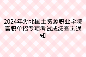 2024年湖北國土資源職業(yè)學(xué)院高職單招專項(xiàng)考試成績查詢通知