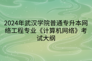 2024年武漢學(xué)院普通專升本網(wǎng)絡(luò)工程專業(yè)《計(jì)算機(jī)網(wǎng)絡(luò)》考試大綱(1)