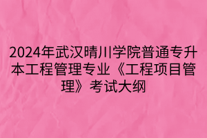 2024年武漢晴川學(xué)院普通專升本工程管理專業(yè)《工程項目管理》考試大綱(1)