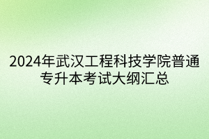 2024年武漢工程科技學院普通專升本考試大綱匯總(1)