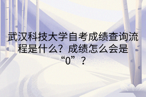 武漢科技大學(xué)自考成績查詢流程是什么？成績怎么會是“0”？