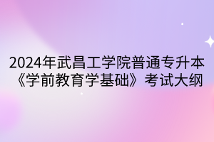 2024年武昌工學院普通專升本《學前教育學基礎》考試大綱(1)