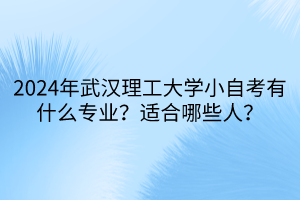 2024年武漢理工大學(xué)小自考有什么專業(yè)？適合哪些人？