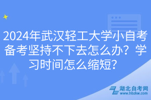 2024年武漢輕工大學小自考備考堅持不下去怎么辦？學習時間怎么縮短？